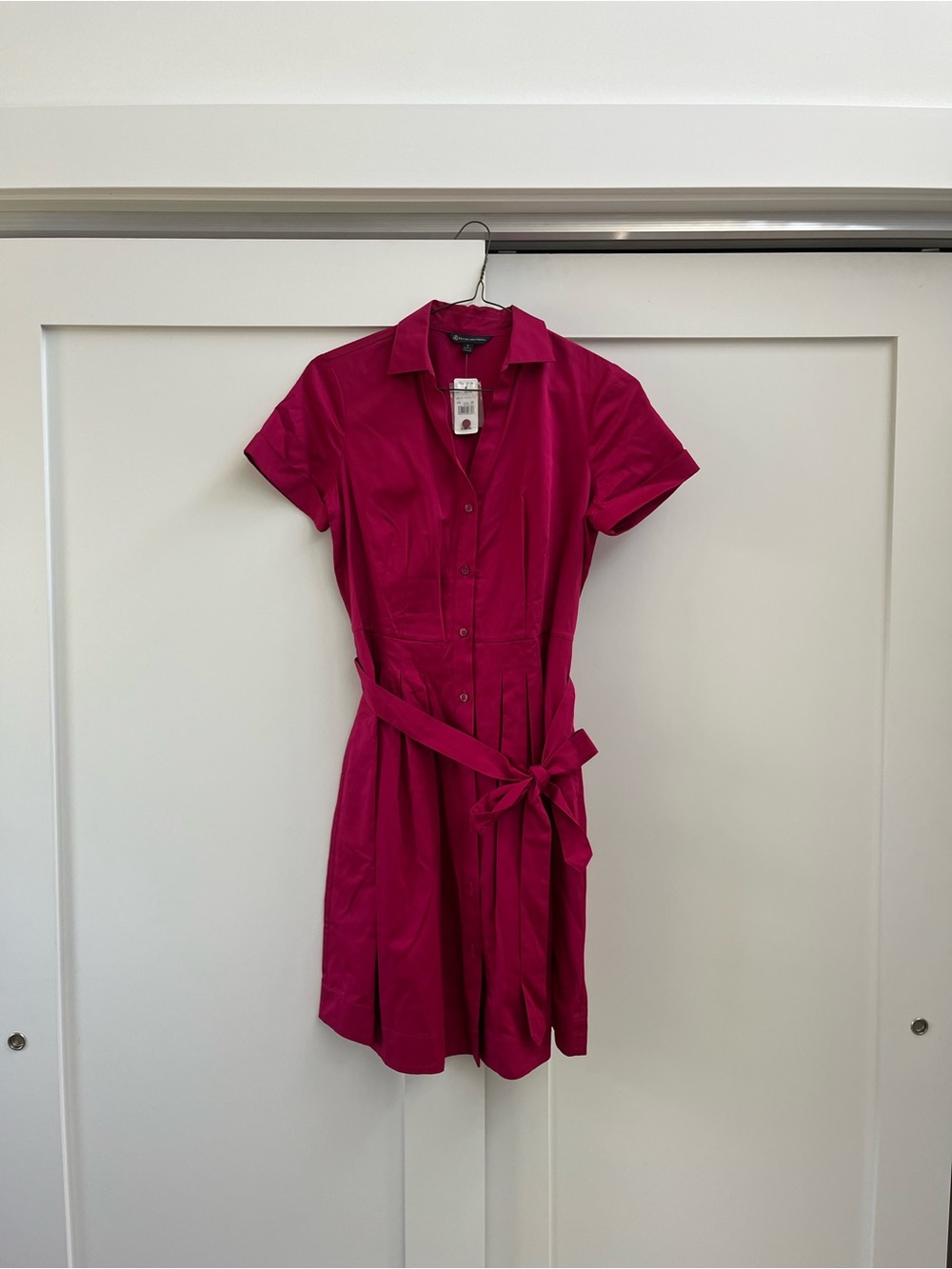 Brooks Brothers Raspberry Shirt Dress with Tie Waist